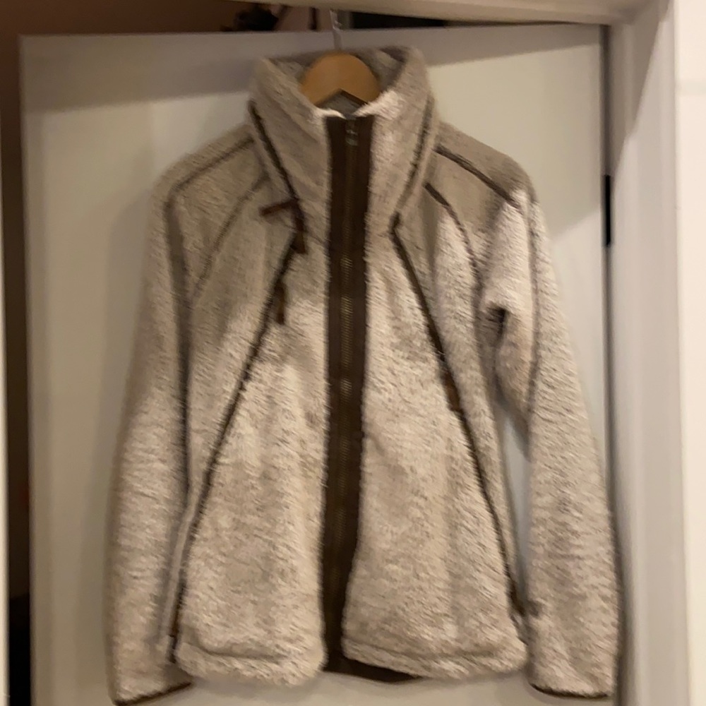 Soooo cozy Kuhl fleece and leather Flight Jacket. Sz SM